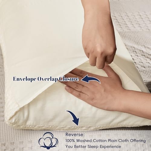 PHF Cotton Waffle Pillow Shams Standard Size 20" x 26", Ivory, No Insert - Image 4