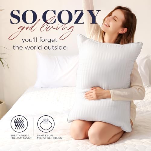 Basic Beyond King Size Bed Pillow - 2 Pack Hotel Collection Super Soft Down Alternative Pillow for Sleeping - Image 2