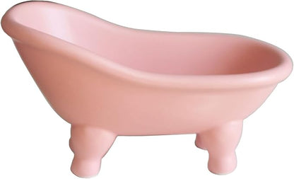 Ceramic Pink Clawfoot Bathtub Bar Soap Dish for Bathroom Shower Decorative Soap Dish Sponge Holder Shower Bar Soap Tray Container for Bathroom, Kitchen Sink