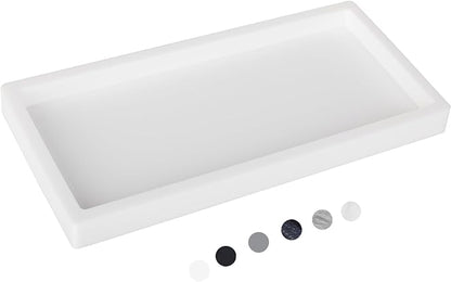 Bathroom Tray, Small Vanity Tray Silicone Soap Dish Sponge Holder Kitchen Sink Organizer Bathroom Accessories for Countertop, Toilet, Shower, Large, White