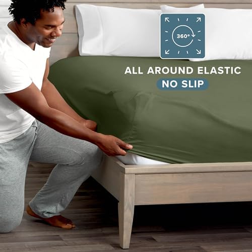 Bare Home Full Fitted Sheet - 1800 Ultra-Soft (Full, Cypress) - Image 3