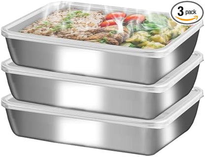 GIUOIDUO stainless steelFood Storage Containers setsstorage box with lidfreezer FrozenKitchen tray with lidOven plateSide dish plate Freezer & Dishwasher Safe