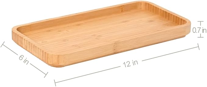 Bamboo Vanity Tray Bamboo Counter Tray Rack for Organizing Decor Display Toilet Tank Top Tray Pallet, Bathroom Storage Vanity Pallet 11.8 x 6 x 0.7in