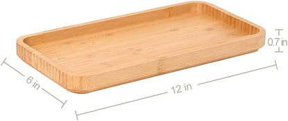 Bamboo Vanity Tray Bamboo Counter Tray Rack for Organizing Decor Display Toilet Tank Top Tray Pallet, Bathroom Storage Vanity Pallet 11.8 x 6 x 0.7in
