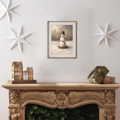 RETRART Vintage Snowman Canvas Wall Art Print, Cottagecore Farmhouse Winter Wall Decor, Rustic Snowman Art Prints for Nursery Bedroom Bathroom Office (11" x 14" - UNFRAMED) - Image 4