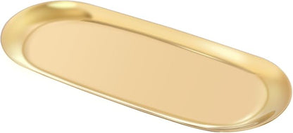 Stainless Steel Towel/ Dish Plate, Tea/ Fruit Storage Trays Cosmetics Jewelry Organizer, Gold, Oval