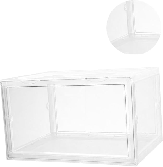 Ciieeo Transparent Dustproof Shoe Storage Box Stackable Organizer for Home Use Container with Buckle Closure for Sneakers Accessories More