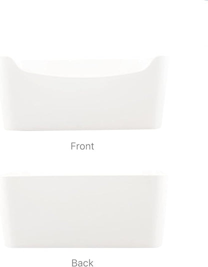 Ytteve 6-Pack Mixed Size White Plastic Storage Bins – Includes 2 Large (13"x9.5"x5.7") & 4 Medium (9.5"x6.7"x4.1") – Shelf Organizers for Kitchen Pantry, Closet, Bathroom, Office & Cabinet