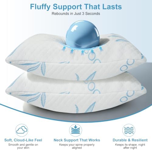 Shredded Memory Foam Pillows, Firm Supportive Bed Pillows - Image 5