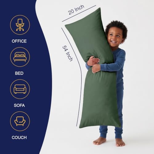 DOWNCOOL Large Body Pillow Insert- Breathable Full Body Pillow for Side Sleeper - Soft Long Bed Pillow for Adults - 20 x 54 inch (Green) - Image 2