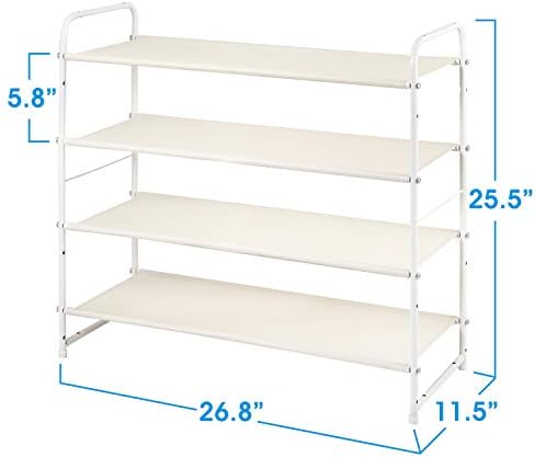 Simple Trending Shoe Rack - 4-Tier Shoe Organizer, Expandable & Adjustable Fabric Shoe Shelf Storage Organizer for Closet, Entryway, Bedroom, White - Image 3