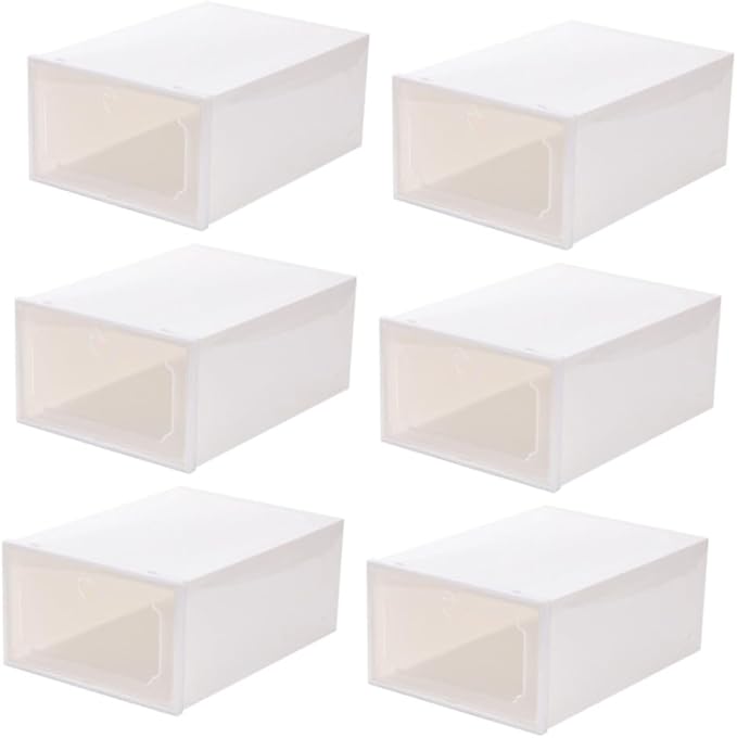 ULTECHNOVO 6Pcs Transparent Creative Shoes Box Drawer Type Storage Container Clamshell Design for Convenient Use Plastic Neat Organization for Home and Closet