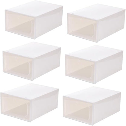 ULTECHNOVO 6Pcs Transparent Creative Shoes Box Drawer Type Storage Container Clamshell Design for Convenient Use Plastic Neat Organization for Home and Closet