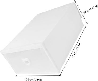 3pcs Drawer-style Shoe Storage Boxes, 31x20x12cm White Pp Plastic Dustproof and Moisture-resistant Organizer for Women’s Loafers and Sneakers