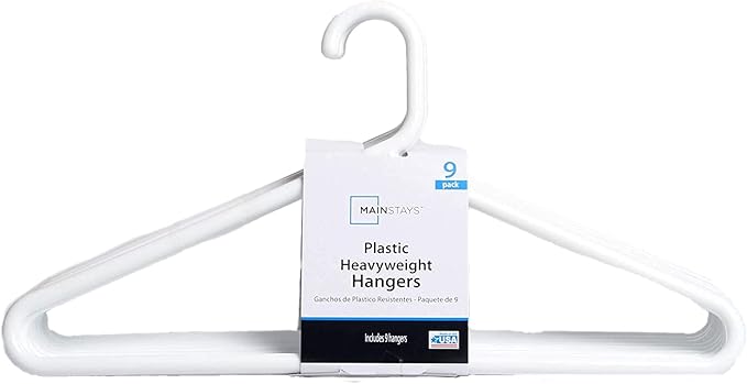 Strong Extra Heavy Adult Plastic Tube Hangers - White - 9 Ct
