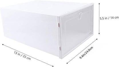 6pcs Transparent Stackable Shoes Container Drawer Type Shoe Organizer Dustproof Design for Closets Entryway and Storage White