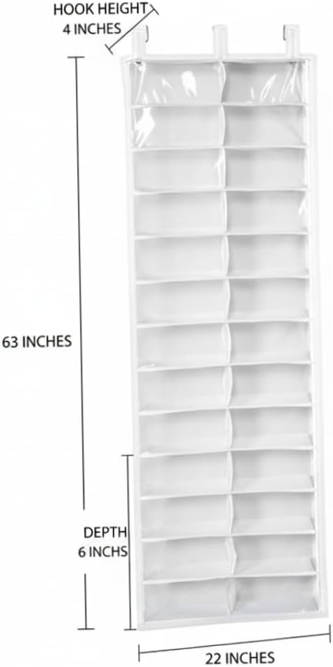 Over The Door Sweatshirt Organizer Hanging Clear Door Shoe Organizer with 26 Pocket Foldable Heavy Duty Toy Storage Over The Hoodie