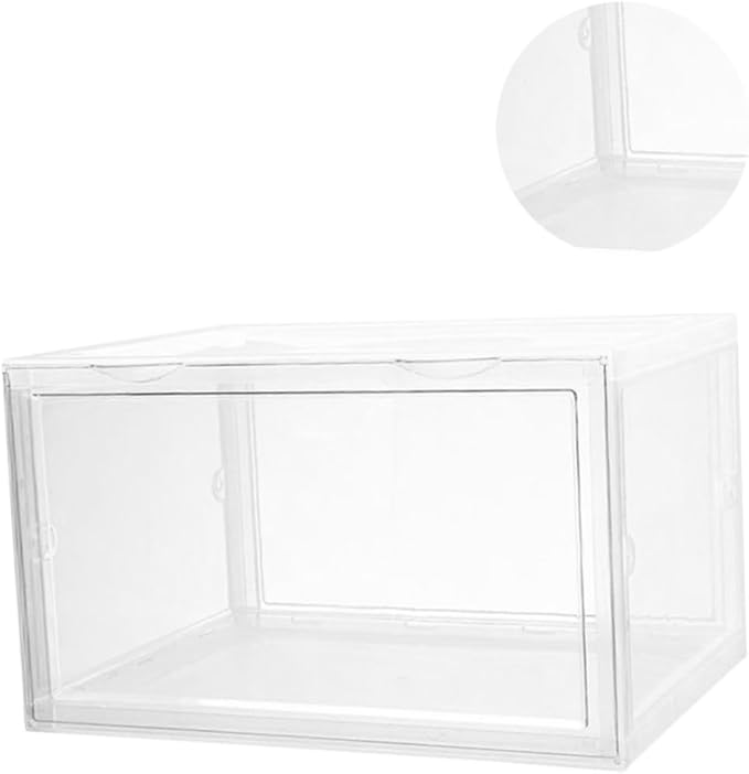 SEWACC Shoe Storage Boxes with Magnetic Door Dustproof Stackable Shoe Organizer Containers for Home Closet for Sneakers and Boots