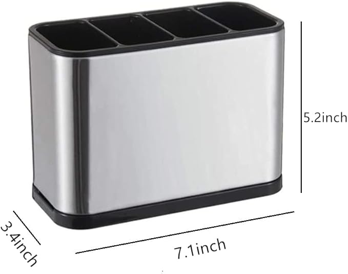 TESOT Silverware Caddy Utensil Caddy Spoon Holder with 4 Divided Compartments, Sturdy Stainless Steel, Rust Proof
