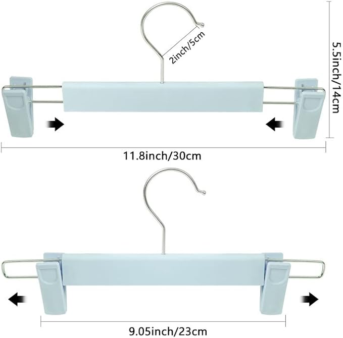 NORTHERN BROTHERS Pants Hangers with Clips Skirt Hangers for Women Plastic Clip Hanger for Pants Clothes Hanger (30pack, Blue)