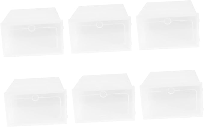 6pcs Plastic Shoe Box Thicken Stackable Storage Containers for Shoes Sneakers Boots Organize Your for Home Office Entryway