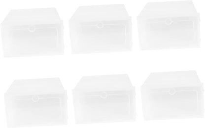 6pcs Plastic Shoe Box Thicken Stackable Storage Containers for Shoes Sneakers Boots Organize Your for Home Office Entryway