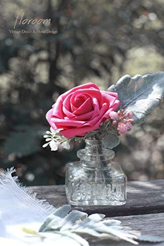 Floroom Artificial Flowers 50pcs Real Looking Fuchsia Foam Fake Roses with Stems for DIY Wedding Bouquets Bridal Shower Centerpieces Floral Arrangements Party Tables Home Decorations - Image 2