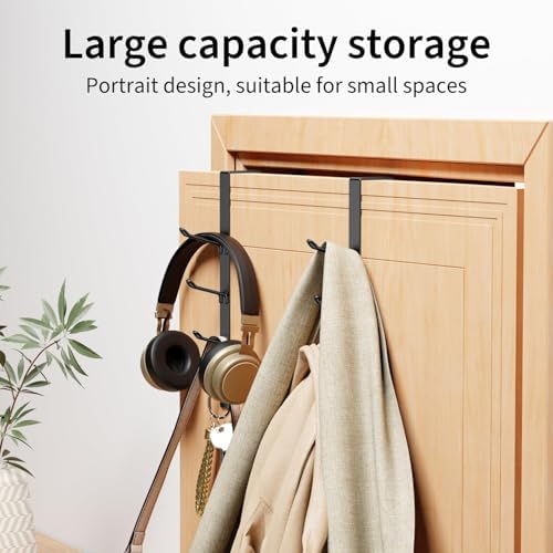 niffgaff 8 Hook Over The Door Hooks, Vertical Over The Door Towel Hook, Over Door Hook, Over The Door Hanger, for Towel and Clothes Hangers, Black, 2 Pack,12.28“,for 1.7'' Door - Image 4