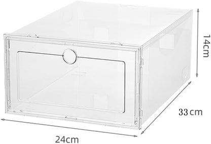 VICASKY 6Pcs Transparent Plastic Shoe Boxes with Front Drawer Design Stackable and Footwear Storage Containers for Home Dorm Bedroom and Shoe Store Organization