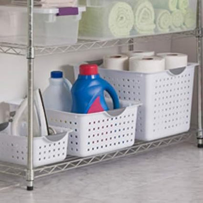 Sterilite Large Ultra Basket, Open Storage Bin to Organize Closets, Cabinets, Pantry, Shelving and Countertop Space, White, 1-Pack