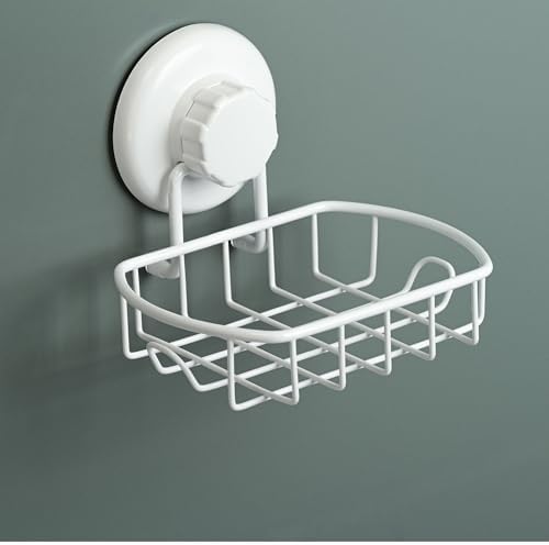 HASKO Suction Cup Soap Dish for Shower Wall, Rustproof Stainless Steel Shower Soap Holder with Hooks for Bathroom, Includes Optional No Drill Adhesive Mount and Soap Savers, 2 Pack, White - Image 7