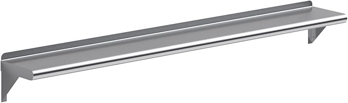 AmGood 8 in. x 60 in. Stainless Steel Wall Shelf | NSF | Metal Shelving | Garage, Laundry, Storage, Utility Room | Restaurant, Commercial Kitchen