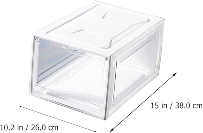 Luxshiny Sneaker Shoes Box with Clamshell Lid Large Stackable Shoe Storage Container for Men and Women for Closet and Home