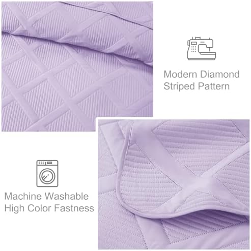 Exclusivo Mezcla 3-Piece California King Size Quilt Bedding Set, Lilac - Image 5