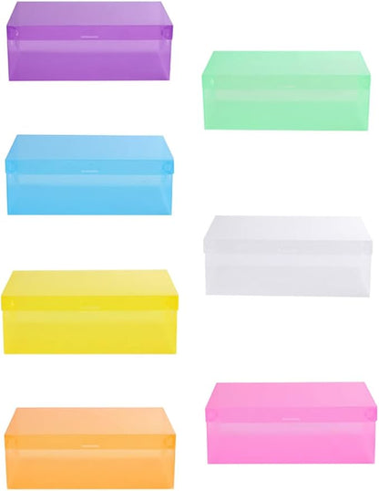 LABRIMP 7 Pcs Foldable Shoe Storage Boxes Set Thickened Pp Plastic Shoe Organizer Containers with Lids for Men Women 27.5×18×9.5cm Multi-color