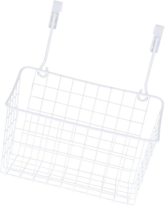 iplusmile White Over Door Hanging Storage Basket Rack for Kitchen Cabinet Wardrobe Office Filing Ventilated Organizer with Rust Coating Easy Install Remove Space Saving Storage