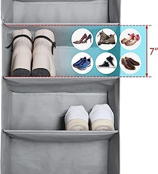 Over The Door Shoe Organizer with Large Deep Pockets Door Shoe Rack for Narrow Door Hanging Multifunction Shoe Holder for Dorm Closet Door