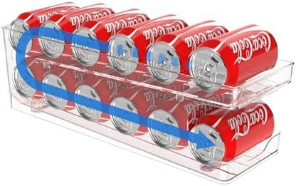 Rolling Soda Can Dispenser for Refrigerator 2 Packs Refrigerator Organizers and Storage Width Adjustable