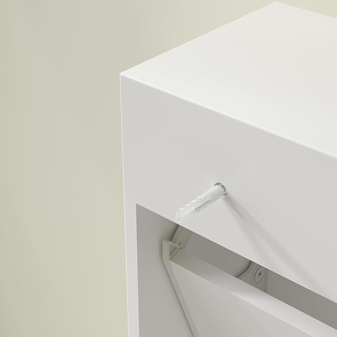 JOZZBY Shoe Cabinet Storage for Entryway, Freestanding Narrow Slim Shoe Organizer Cabinet with 2 Flip Drawers, Wooden Shoe Rack for Hallway, Living Room, White