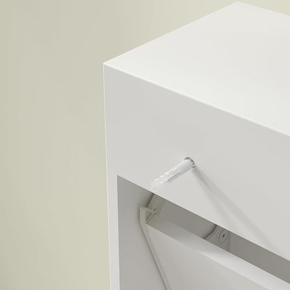JOZZBY Shoe Cabinet Storage for Entryway, Freestanding Narrow Slim Shoe Organizer Cabinet with 2 Flip Drawers, Wooden Shoe Rack for Hallway, Living Room, White
