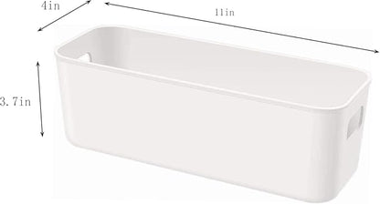 Set Of 4 Plastic Storage Bins,Versatile Kitchen Pantry Organization and Storage,for Plastic Storage Container Under Bed,Under Sink Bathroom Organizer (White, 4 Pack Narrow)