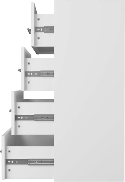 ROOMTEC Modular Closet System, 19.5" 4 Drawer Shelf Closet Tower Wall-Mounted Closet Organizer, Wooden Tower for Walk-In Closets, Wardrobe Storage Kit, White