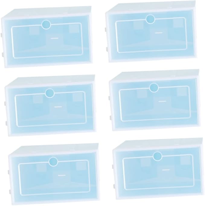 Shoe Container Set 6pcs Stackable Boxes for Shoes Large Size Clear Plastic Home Office Storage Solution