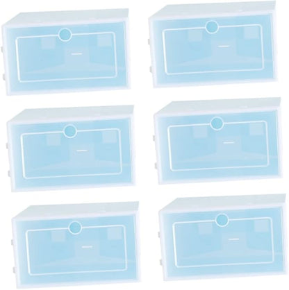 Shoe Container Set 6pcs Stackable Boxes for Shoes Large Size Clear Plastic Home Office Storage Solution