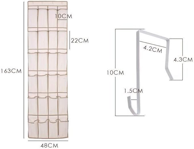 24 Pockets Over The Door Hanging Organizer Shoe Organizer with Stainless Steel Hooks