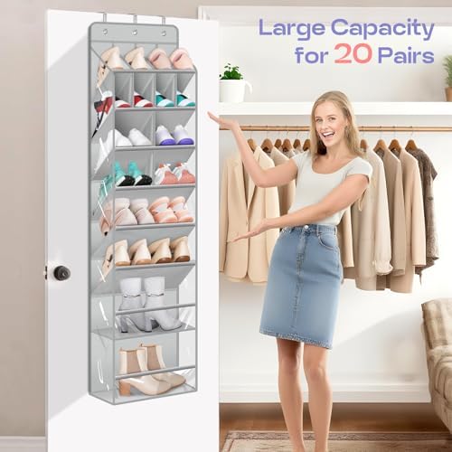 MISSLO Clear Over the Door Shoe Organizer Bundle 30 Pairs Over the Door Shoe Organizer