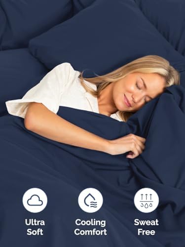 CGK Extra Deep King Single Fitted Sheet Only - Navy Blue - Image 3