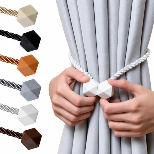 NazTur Magnetic Curtain Tiebacks, Curtain Ties, No-Drill Holdbacks (4 Pack) by NazTur