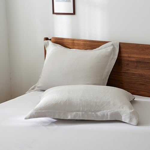 100% French Linen Pillow Shams Basic Style - Pack of 2 - Washed Solid Color Natural Flax Soft Breathable - Grey, 20'' x 36'' - Image 5