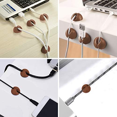 CHEFBEE 8 Pack Adhesive Cable Clips Cord Organizer for Desk, Coffee - Image 5